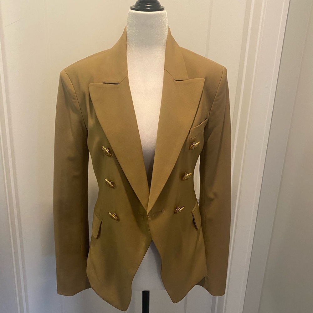 Pink Tartan Gold Double-Breasted Blazer